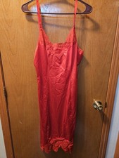 Vintage Olga red Lace Slip Nightgown Size 38 Nylon