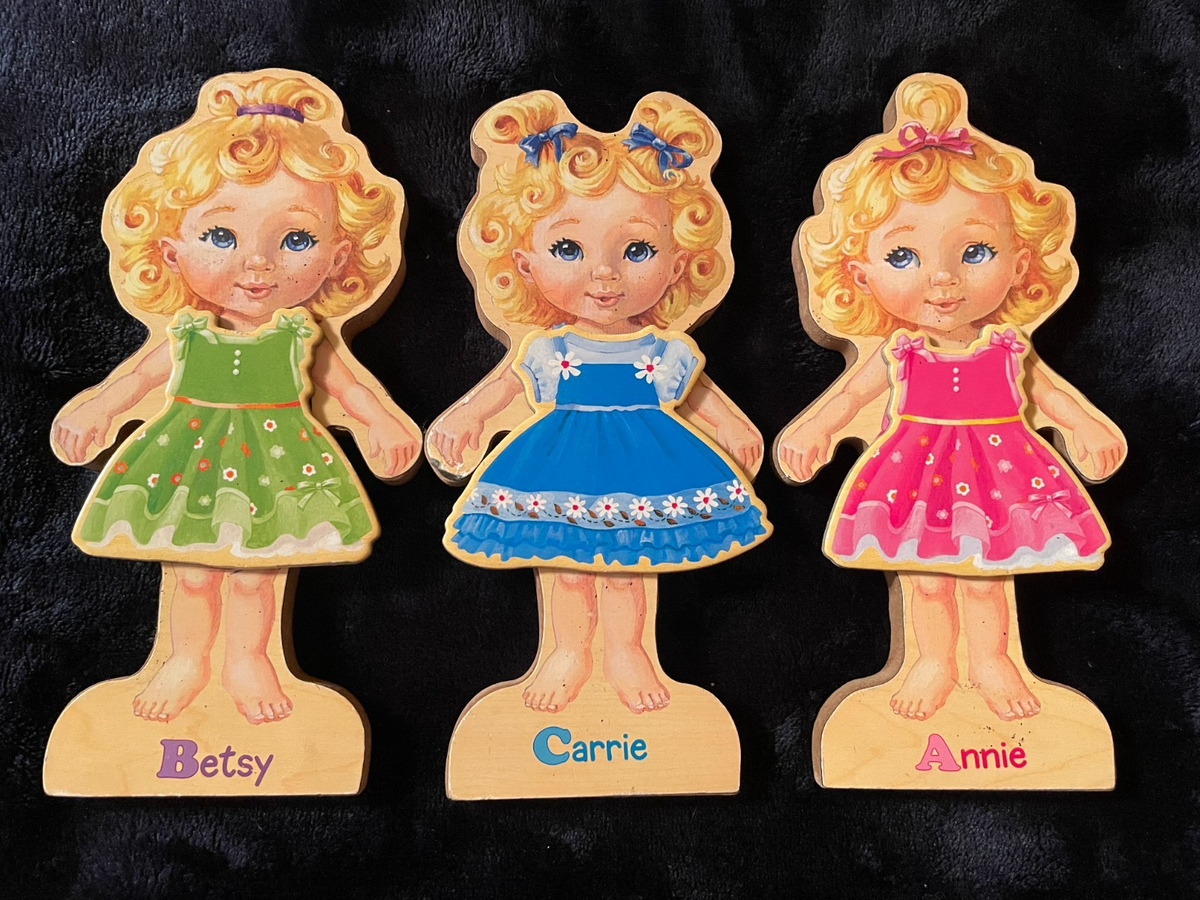 Teeny Tiny Triplets Wooden Magnetic Dress Up Dolls Play Set SHURE