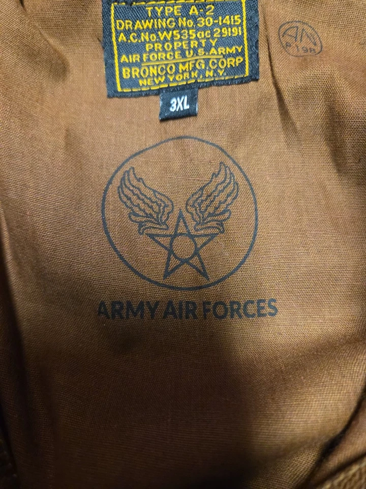 Army Air Forces Men's Leather Jacket Size 3XL ~ Type A-2 - Image 4 of 4