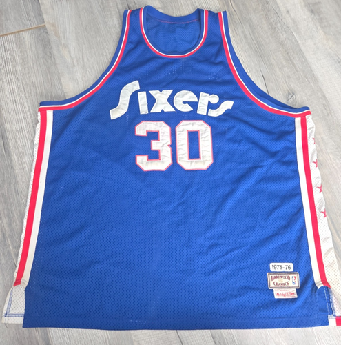 Vintage Philadelphia 76ers George McGinnis Blue Away Authentic Jersey Sz 58 - Picture 4 of 9