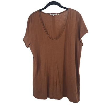 Helmet Lang Women's Large Cotton Cashmere Blend Jersey Short Sleeve T-shirt Top