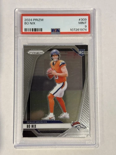 2024 Panini Prizm Football - Bo Nix - Base Rookie Card - PSA 9 - Denver Broncos