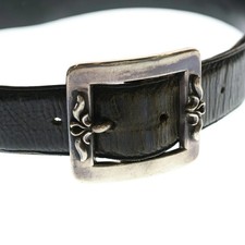 CHROME HEARTS Size: 34 BLT OTJ 1.0-inch Filigree Leather Belt Black Silver Men's