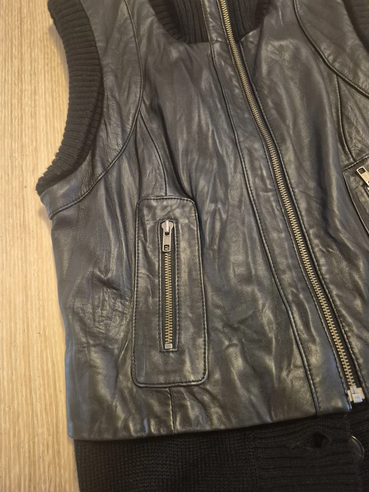 WAYNE COOPER LEATHER AND KNITTED VEST SZ 10 - image 4 of 4