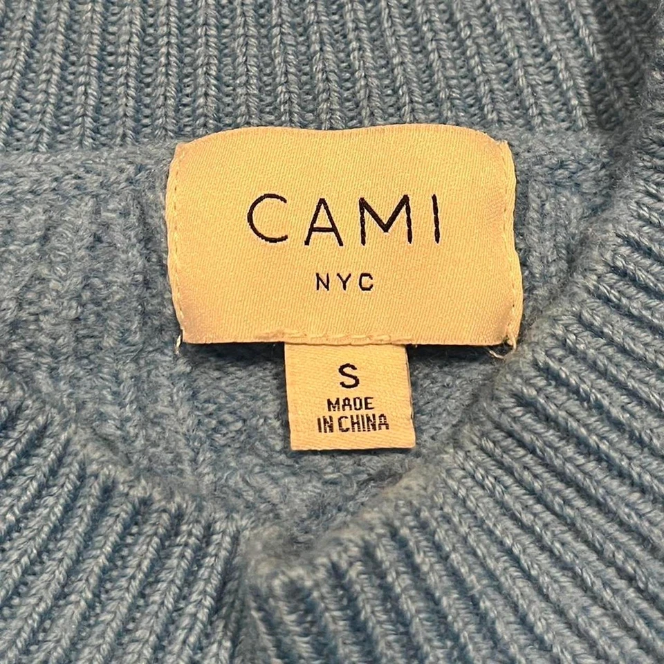 Suéter Cami nyc 100 % lana recortado bebé azul para mujer tejido con cable talla pequeña Foto 4 de 4