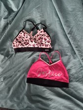 Justice Oh So Soft Girl's Bralette Set Size 32 Animal Print Dance V-neck Pink