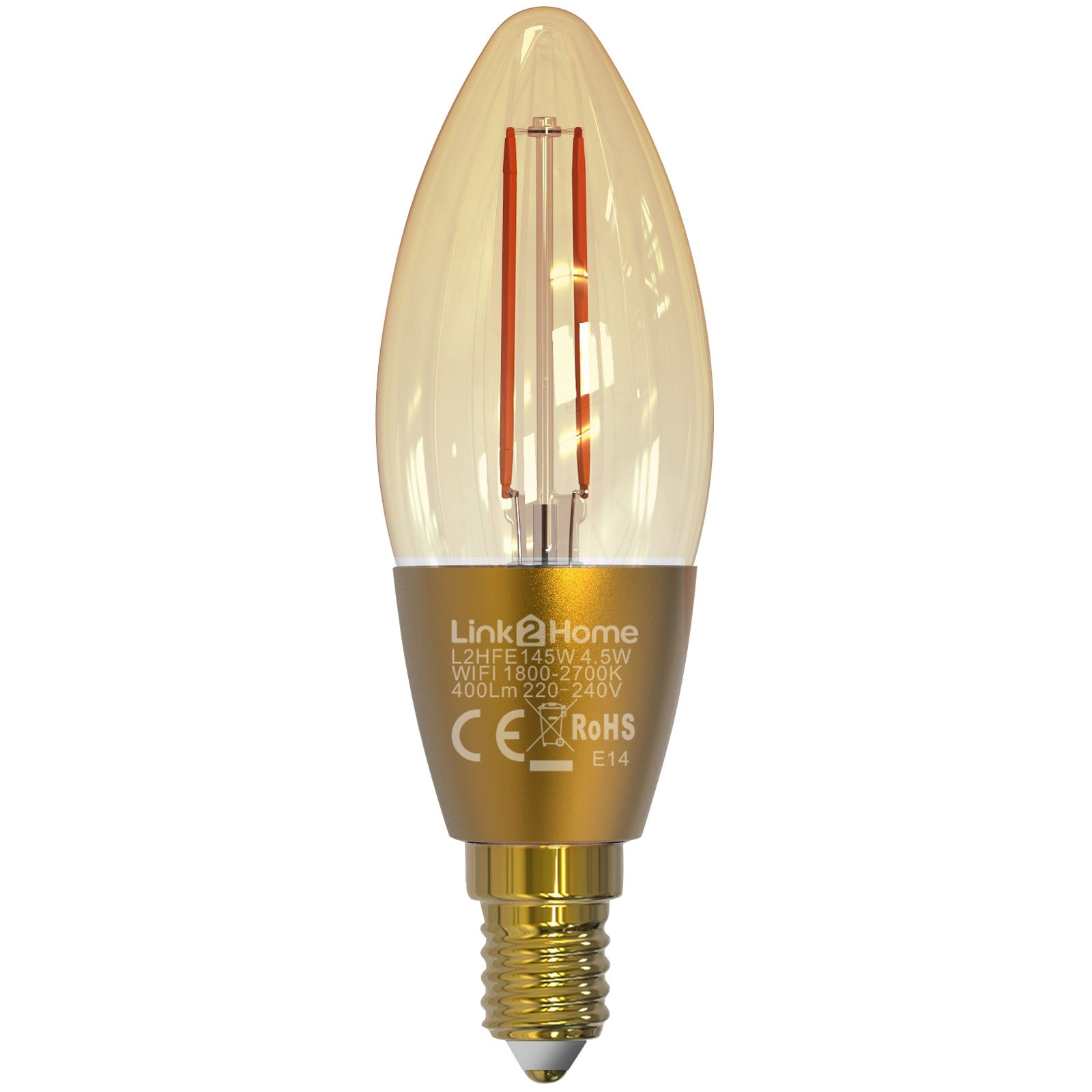 Link2Home Wi-Fi LED SES (E14) Candle Filament Dim Bulb Whi 400 lm 4.5W