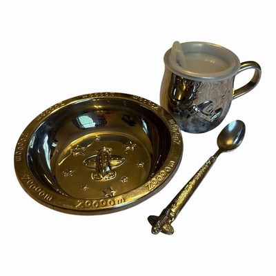 Reed & Barton Silver Baby Feeding Set Bowl Cup Spoon Lid Dishwasher Safe. New