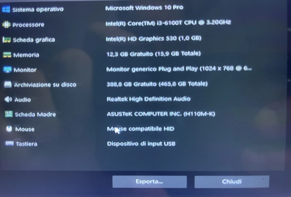 PC Fisso Compatto i3-6100T SSD 500GB RAM 16GB Windows 10 Pro Wi-Fi Ufficio PCIE - Immagine 3 di 4