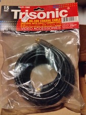 Trisonic TS-FF-06BK: 15ft. RG-59U Coaxial Cable Gold Connectors Black NEW Video