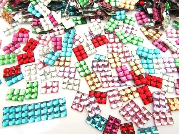 200 Rectangle Acrylic Rhinestone Craft Jewel Embellishment/Square Cut E26-Color - Image 2 of 3