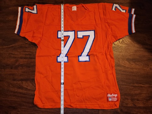 VTG RAWLINGS NFL DENVER BRONCOS #77 JERSEY ORANGE MADE IN USA LARGE - Picture 10 of 11