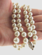 White Faux Pearl Necklace Strand 8 mm 18 inch
