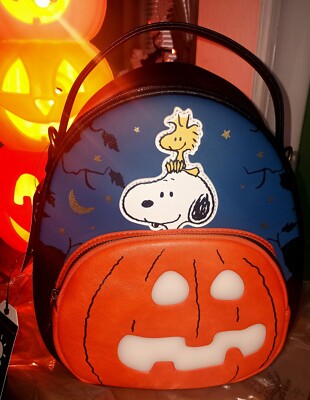 ???BioWorld Peanuts Pumpkin Mini Backpack LED Lights Loungefly Peanuts Snoopy Mummy Figural Glow-in-the-Dark Mini  main image 2