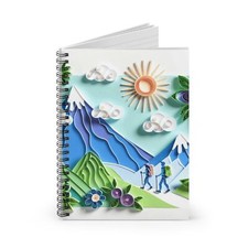 Spiral Notebook Ruled Line Hikers on a Trail Papercraft Quilling Design 6, Gift