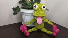 KNITTED TOY - Frog - 22 cm SOFT HANDMADE NEW AMIGURUMI Animal Pets Beast Decor