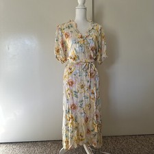 Old Navy Waist Defined Ruffled Tie Belt Midi Wrap Dress Floral Plus 1X