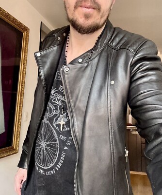 All Saints Jasper Leather Moto Jacket XS | eBay