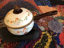 Vintage 1980's COUNTRYSIDE COLLECTION ENAMELWARE POT SAUCEPAN Lid SPAIN JMP
