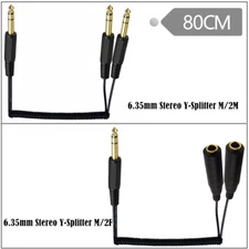 6.35mm Stereo to 2 Dual 6.35 Connector Audio Speaker Cable Y Splitter Adapter