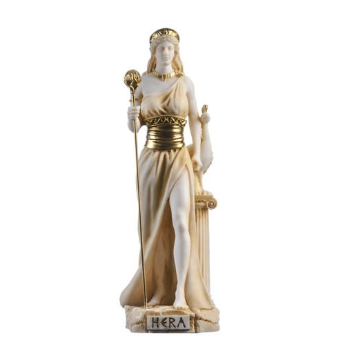 Hera Goddess of marriage, women, childbirth, and family Alabaster Gold Tone 8.66 - Picture 1 of 8