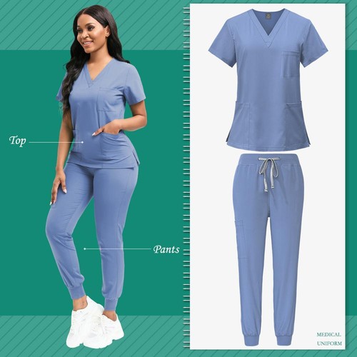 Unisex Medical Scrubs Set – Spa, Clinic, Dental, Vet, Nurse Work Uniform - Picture 22 of 25