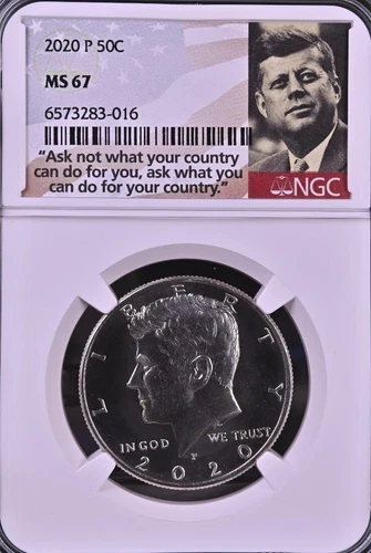 2020 P Kennedy Half Dollar 50c NGC MS 67  JFK "Ask Not" label