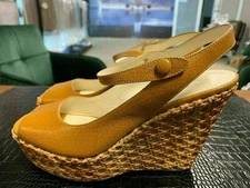 Prada Wedge Espadrille Cuir Sandales Escarpins Talons Chaussures Mules