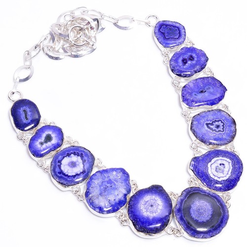 Collier En Argent 925 Avec Quartz Solaire Naturel - 18 Pouces - Fait Main - Neuf