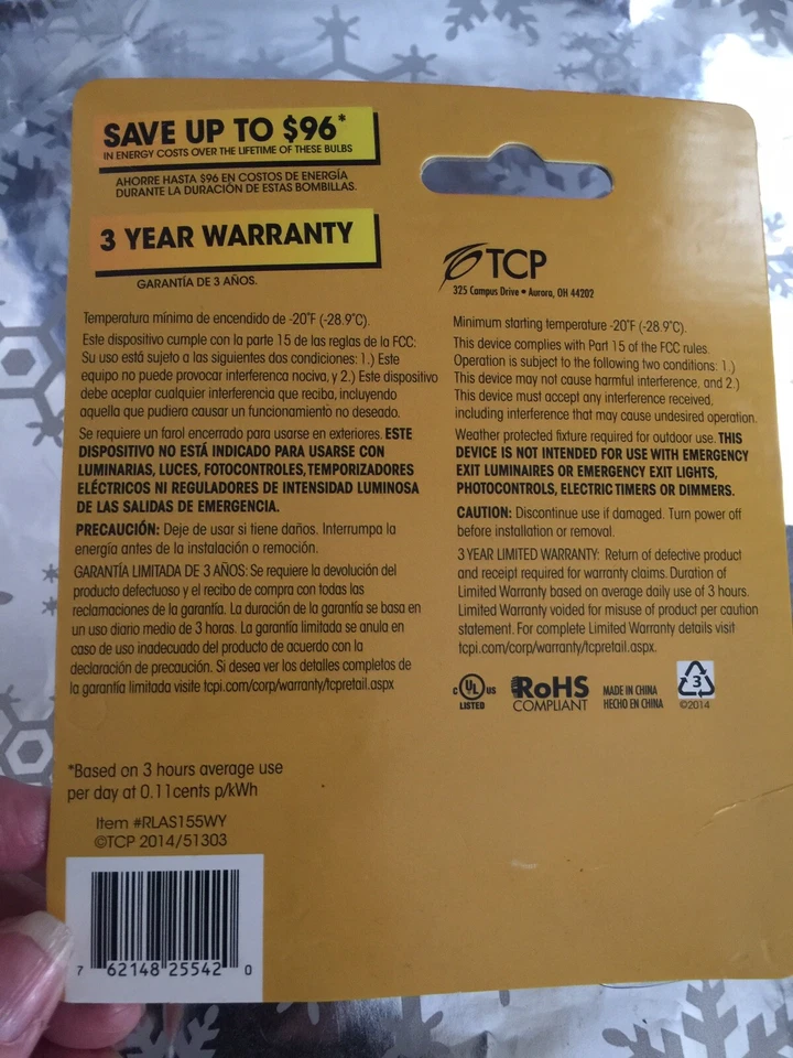 ❤️TCP 5W Equivalent LED Yellow Bug Light Bulbs, Non-Dimmable 1 Pack - Image 2 of 2