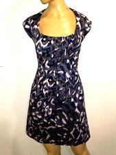 French Connection Womens Pendragon Blue & Brown Cap Sleeve Pencil Dress Size 0