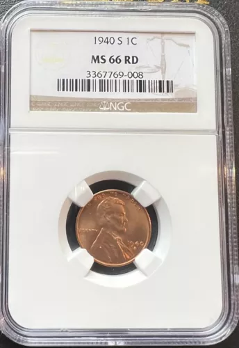 1940-S 1C Lincoln Wheat Cent NGC MS 66 RD