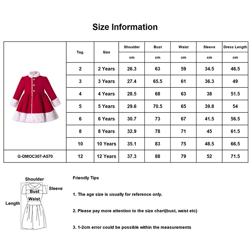 2-12Y Kids Girls Winter Warm Coat w/ Bow Fur FlenceThick Jacket Parka Coat Red - Image 4 of 4