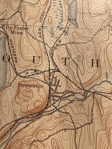 original 1907 USGS map Carmel, Brewster, Katonah, NY Ridgefield, CT - Picture 3 of 10