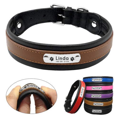 Personalised Dog Collars Soft Padded Large Dogs Collar Custom Dog ID Collars eBay