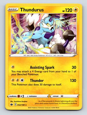 Basic Thundurus HP 120 Thunder Attack Assisting Spark Yellow Lightning Fury