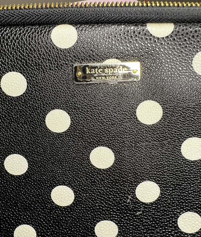 Kate Spade New York Laptop Ipad Tablet Estuche Bolso Negro Lunares Acolchado/Cremallera Foto 4 de 4