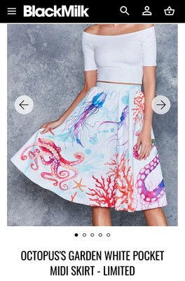 BlackMilk OCTOPUS'S GARDEN WHITE POCKETMIDI SKIRT - NWT  Rare  (M) Old BM fit.