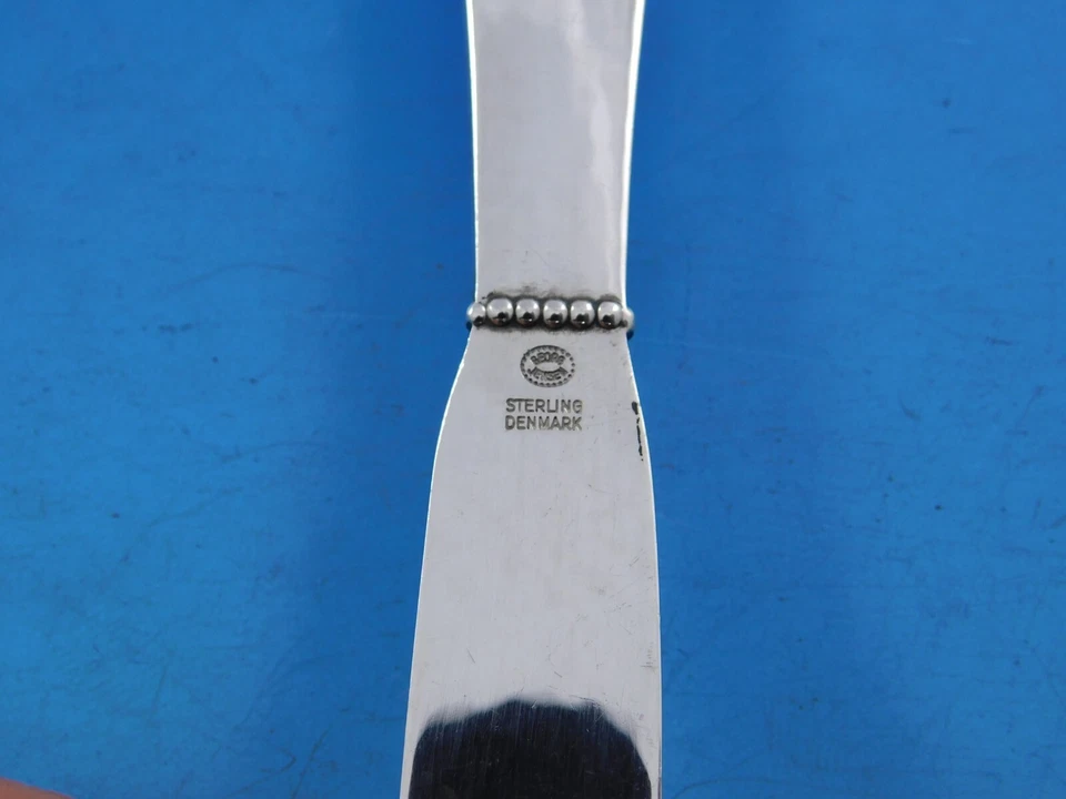 Juego de 4 paletas esparcidor de mantequilla de plata esterlina HH AS con cuentas de Georg Jensen Foto 4 de 4