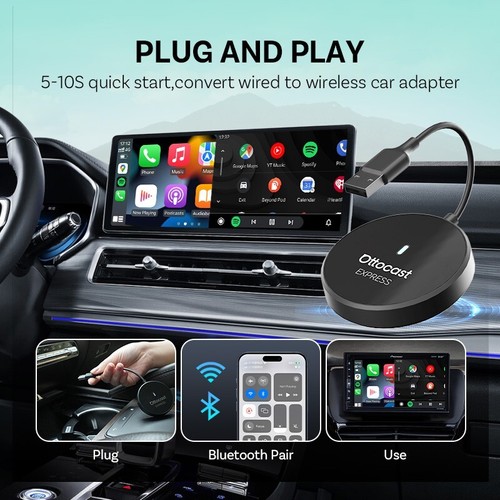 OTTOCAST EXPRESS Mini 2 in 1 Adattatore Wireless Apple Carplay Android Auto 5G - Foto 7 di 12