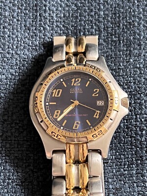 Untested Vintage Guess Waterpro Gold Silver Tone Watch 50M