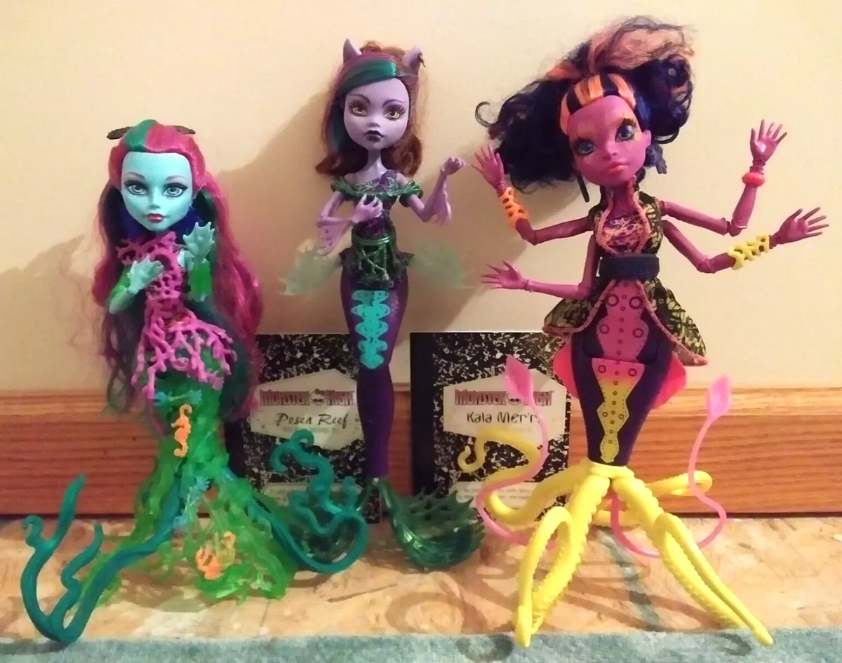 Monster High G1 dolls lot Great Scarrier Reef: Posea, Clawdeen Wolf, Kala