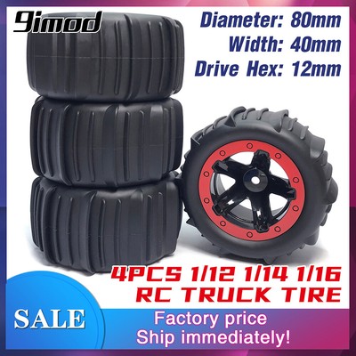 4PCS RC 1/16 1/14 Snow Sand Paddle Buggy Tires Hex 12mm for Wltoys 144001 124018