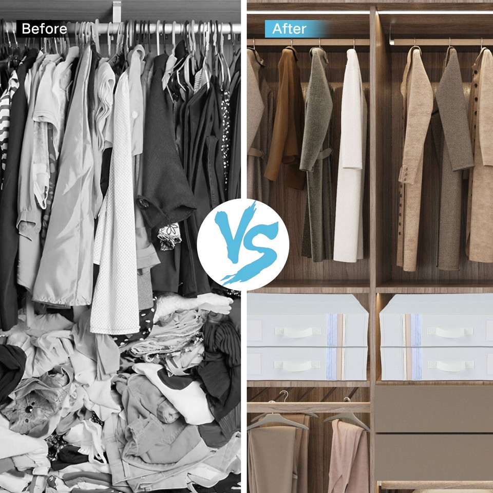 2Pcs Bed Sheet Organizer Foldable Bed Sheet Set Storage Bins with