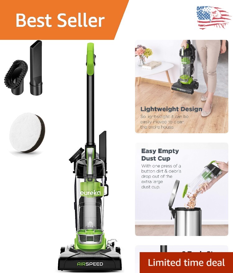 Powerful Bagless Upright Vacuum with Dusting Brush for All Floor Types