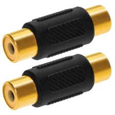 2x RCA Female to Female Coupler Audio Video Adapter Connector Cable Joiner Gold
