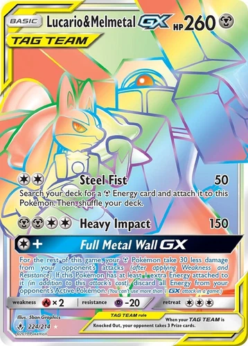 Lucario & Melmetal GX 224/214 Sm-Unbroken Bonds