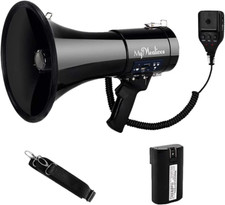 MyMealivos Megaphone with Siren Bullhorn 50 Watt Bullhorn Speaker with Portable