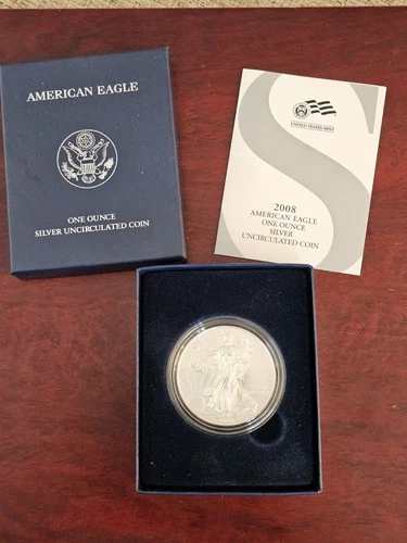 TWO 2008-W Burnished American Silver Eagle limited mintage 2 coin lot