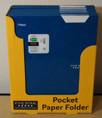 33x Mead FIVE STAR 4 Pocket Paper Folder , Color Blue W/ Measurements + Holder